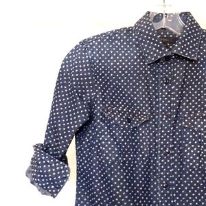Denim printed button down